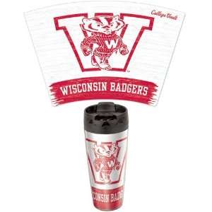NCAA Wisconsin Badgers Travel Mug   Vintage Style  Kitchen 