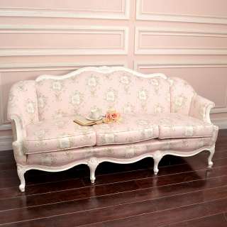   White Pink Brown Toile Angel Cherub Sofa Couch Settee French  