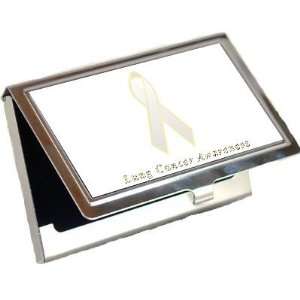  Lung Cancer Awareness Ribbon Business Card Holder Office 