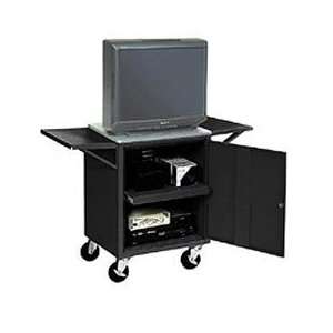   Black Side Shelves For Security Audio Visual Cart: Office Products