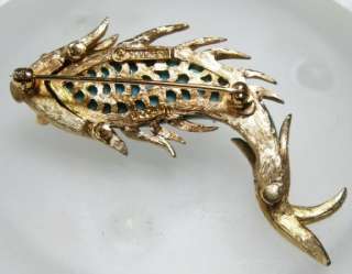 Rare~Marcel BOUCHER Gold Tone & Rhinestone KOI FISH Pin Brooch 
