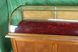 Antique General Store Showcase Jewelry Counter Curved Glass Felt Lined 