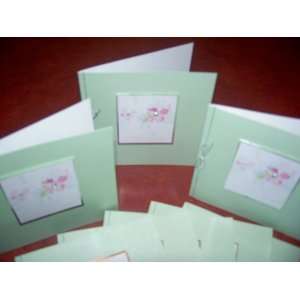  Hallmark Box of 8 Light/lime Green Bejeweled Flower Note 