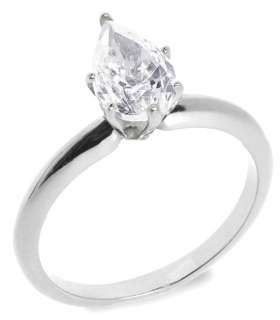 CT F/SI2 PEAR DIAMOND SOLITAIRE RING 14K W GOLD  