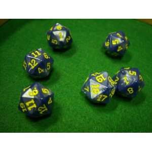  Pearlized Blue and Gold 20 Sided Dice Toys & Games