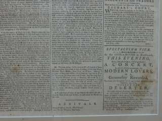 Framed Antique Newspaper Independent Gazetteer 1787  