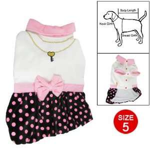   Dog Clothes Pink Bowtie Dot Dress w Red Press Studs: Pet Supplies