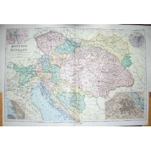  BACON MAP 1894 AUSTRIA HUNGARY BUDAPEST TRIEST VIENNA 
