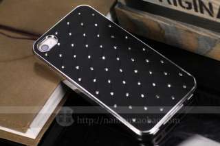 Black Luxury Bling Crystals Rhinestones Hard Case Cover For iPhone 4 