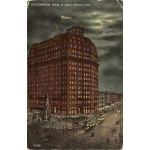1910 Vintage Postcard Pontchartrain Hotel at Night   Detroit Michigan