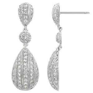  Moas Pave CZ Pear Shaped Dangle Fashion Earrings: Jewelry