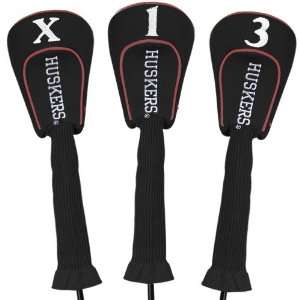  Nebraska Cornhuskers Black Three Pack Golf Club Headcovers 