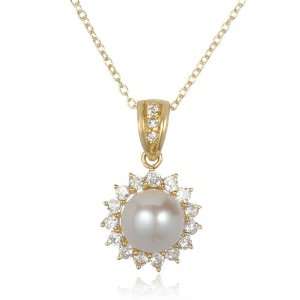  FRSHWATER PEARL LADY DI STYLE SILVER PENDANT IN GOLD PLATE 