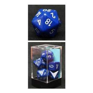 Chessex Dice: Polyhedral 7 Die Opaque Dice Set   Deep Blue with Silver 