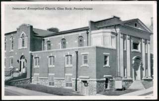   PA Immanuel Evangelical Church Vtg B&W 1945 Postcard Early Town View