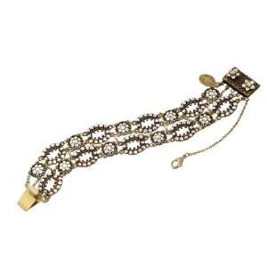 Michal Negrin Fancy Two Tiered Bracelet Decorated with Vintage Looking 