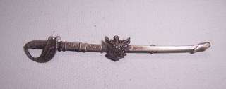 WWII US Army Sterling Silver Sword Eagle Stars Pin  