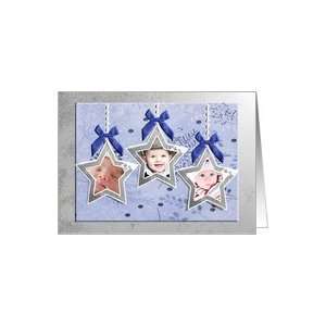  Silver Stars on Blue Photo Cards Card Health & Personal 