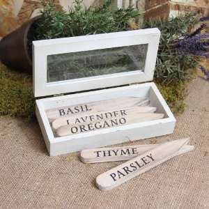    Shabby Cottage Chic Garden Herbal Wooden Stakes: Home & Kitchen
