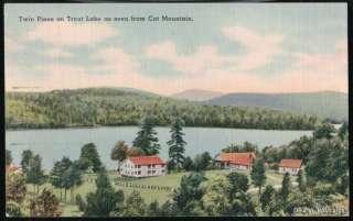 BOLTON NY Trout Lake Twin Pines Resort Vtg Postcard  