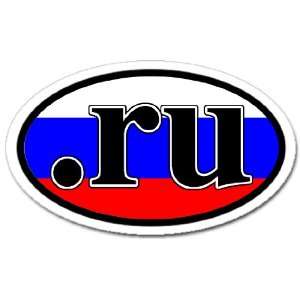  .ru Russia Flag Car Bumper Sticker Decal Oval: Automotive
