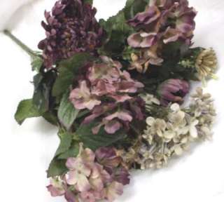 Mauve Silk Hydrangea Daisy Mum Silk Flowers x12 F713  