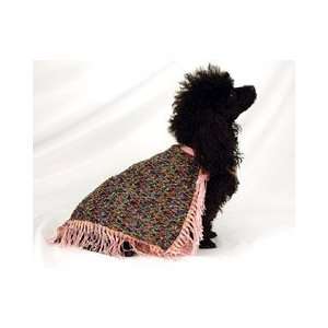  Popular Knit Dog Poncho with Lt. Pink Fringe (Fuchsia 