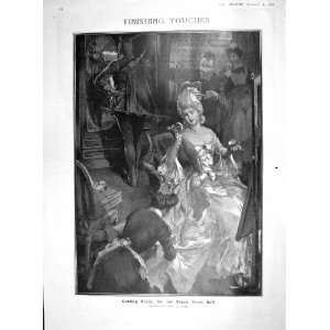   1907 LADY MAN GETTING READY FANCY DRESS BALL COSTUMES