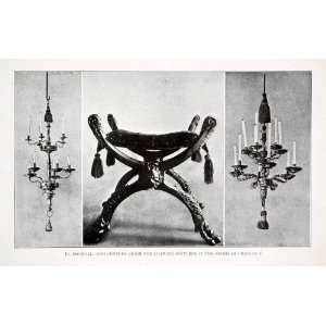  1925 Print Light Fixture Chair Charles V Escorial Spain 