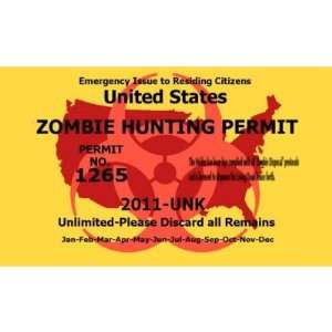  Zombie Hunting Permit Rectangle Sticker: Automotive