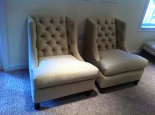 PAIR of Tufted BAKER Chairs   LUXURY Fabric   BRAND NEW!!  