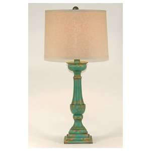   Teal Green Shabby Chic Styled Balustrade Table Lamp