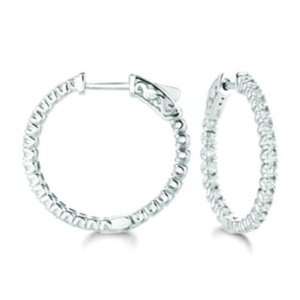  14K White Gold HI Diamond Hoop Earrings: Arts, Crafts 