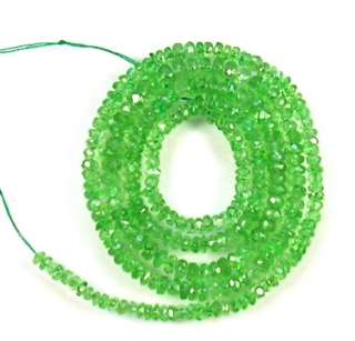 TSAVORITE GARNET faceted rondelle beads AAA 15.3 str.  