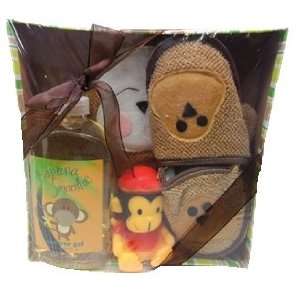 Banana Childrens Bath Gift Set, Includes: Shower Gel, Monkey Slippers 