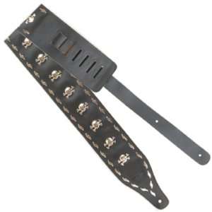   Strap Nickel Skull & Cross Bones Black Leather: Musical Instruments