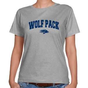  Nevada Wolf Pack Ladies Ash Logo Arch Classic Fit T shirt 