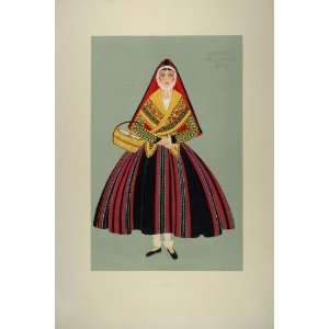   Costume Shawl Bareges Gascony   Orig. Print (Pochoir)