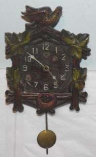 Vintage AUGUST KEEBLER PENDULETTE Wall Clock BIRD on Top AS IS No Key 