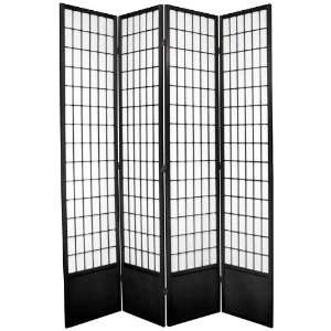   ft. Tall Window Pane Shoji Screen  Black   4_Panel