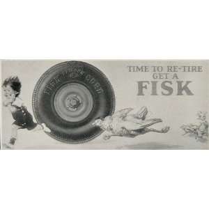  1925 Vintage Print Billboard Ad Fisk Tire Child Chicken 