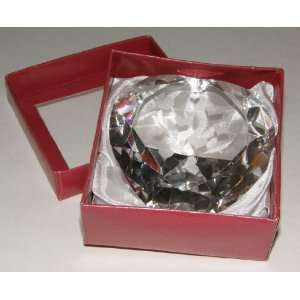  Heart Shaped Crystal Glass Paperweight with Etched Hearts 