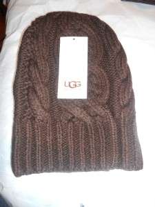 NEW UGG AUSTRALIA Cable Stitch Beanie Knit Hat,Chocolate  