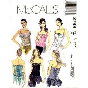  McCalls 2799 Sewing Pattern Misses Lined Bustiers Size 6 