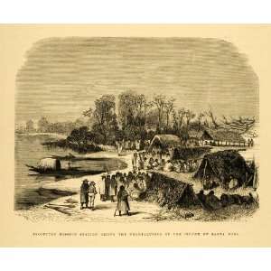   Chontaquiro Island Santa Rosa Indians River Hut   Original Engraving