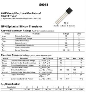 10 x BIPOLAR Transistors S9018 H331 NPN TO 92 Brand New  