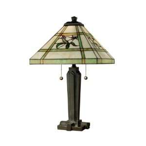   TT80376 Hollingworth Table Lamp, Antique Bronze and Art Glass Shade