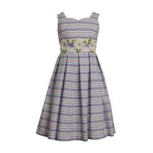   : Girls Periwinkle Stripe Linen Dress (6X)   R36965: Everything Else