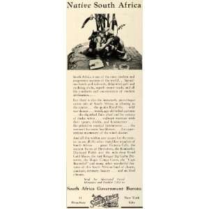  1929 Ad South Africa Tourism Travel Zulu Chief Natives 