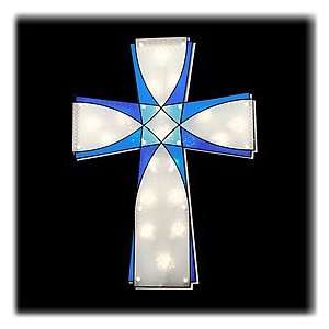  Silver And Blue Cross Lighted Form